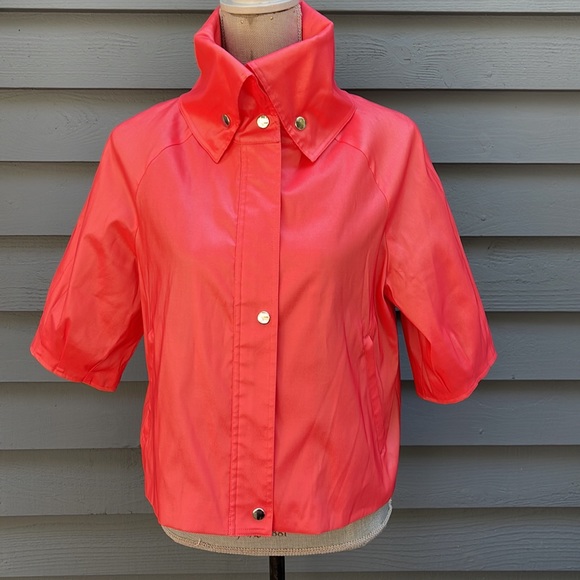 Samual Dong Ladies Coral Crop Jacket with Two Way Collar Bubble Sleeves Large - Picture 12 of 12